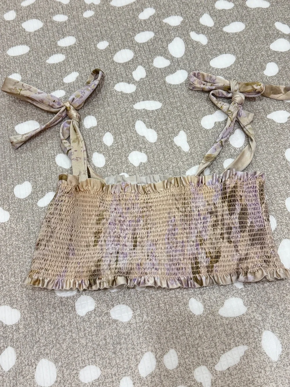 Zimmermann girls smocked bikini top swim squareneck tie straps adjustable floral
